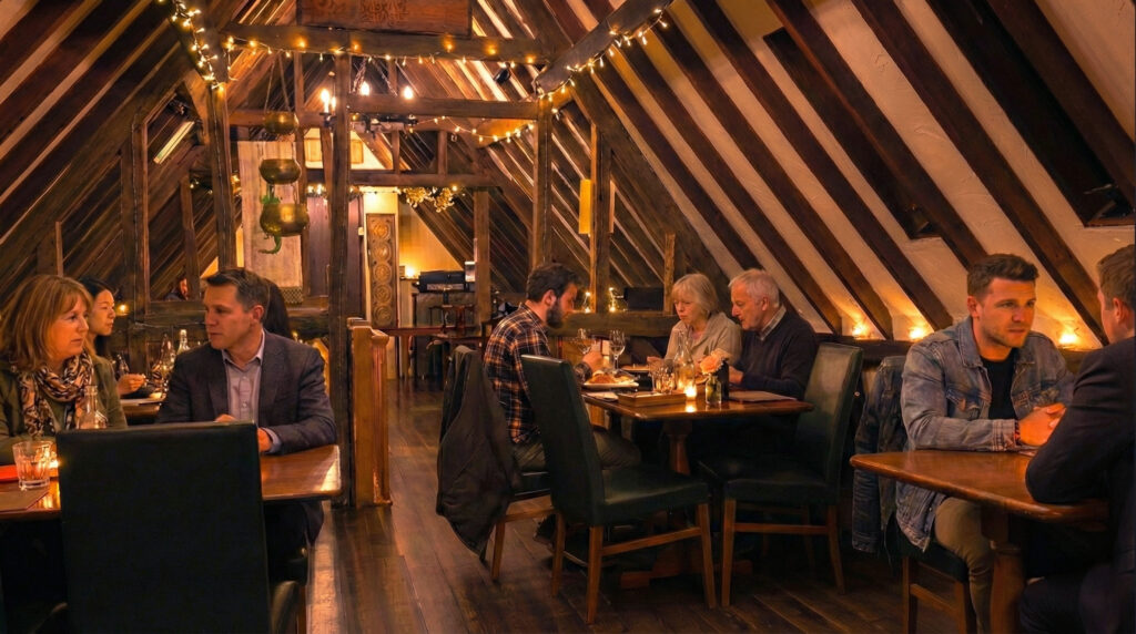 Diners in the upstairs dining room at Thai Orchid Battle